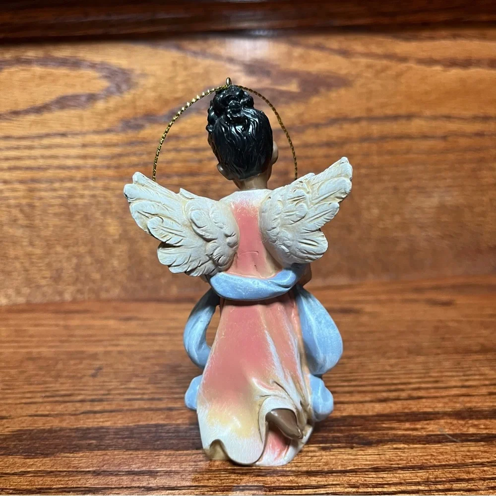African American Girl Praying Hands Pink Holiday Christmas Tree Ornament